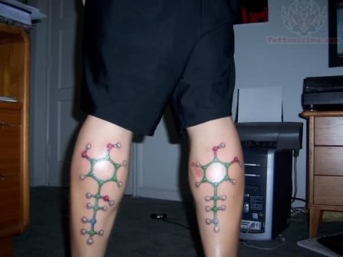 Molecule Tattoos On Back Legs